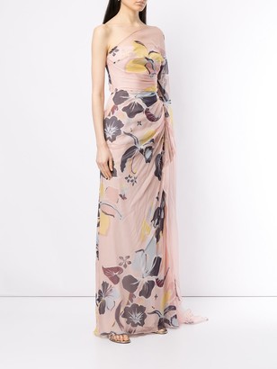 ZUHAIR MURAD Floral One Shoulder Gown