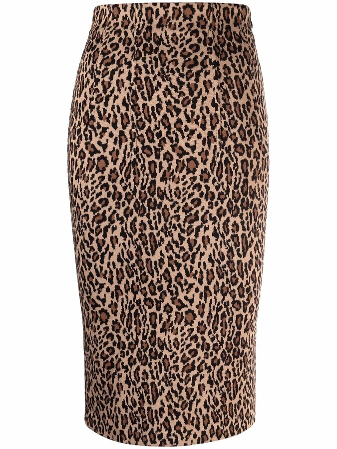 leopard print midi pencil skirt