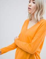 Thumbnail for your product : ASOS Design Top With V-Neck In Oversized Lightweight Rib In Orange