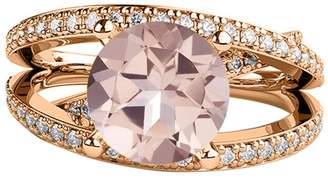 Victoria's Secret Diamond Mine Natural peach/pink 3.90 CT Morganite Ring with Diamonds Rose Gold 14K Princess Cut Designer