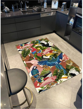 East Urban Home Mixed Bird Fish And Flower Patterned Modern Decorative Carpet