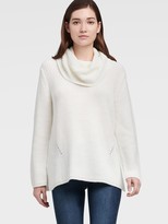 split cowl neck sweater