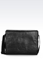 Thumbnail for your product : Emporio Armani Croc Print Calfskin Messenger Bag