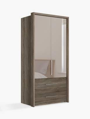 John Lewis & Partners Satis Combi Storage 100cm Wardrobe with Bronzed Mirrored Hinged Doors
