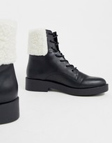 Thumbnail for your product : ASOS DESIGN Audience borg lace up ankle boots