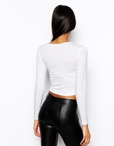 Thumbnail for your product : ASOS Crop Top with Bardot Sweetheart Neckline and Long sleeves