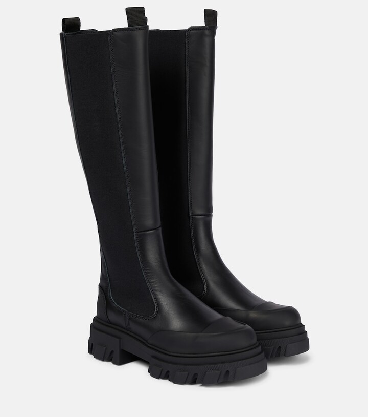 Ganni Knee-high leather boots - ShopStyle