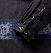 Thumbnail for your product : Visvim Velvet-Trimmed Panelled Denim Shirt