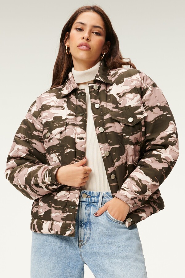 camo print puffer jacket
