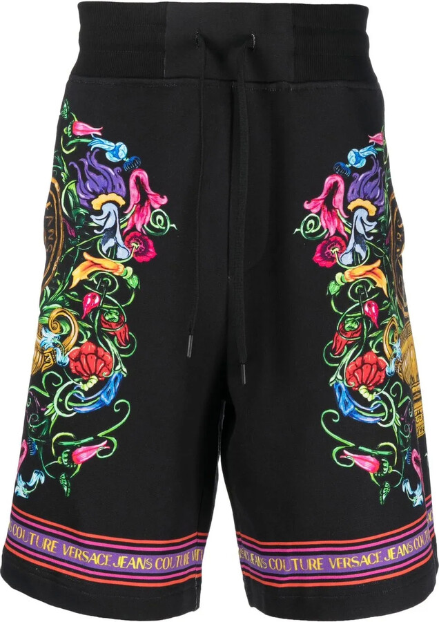 Versace Jeans Couture Abstract-Print Cotton Track Shorts