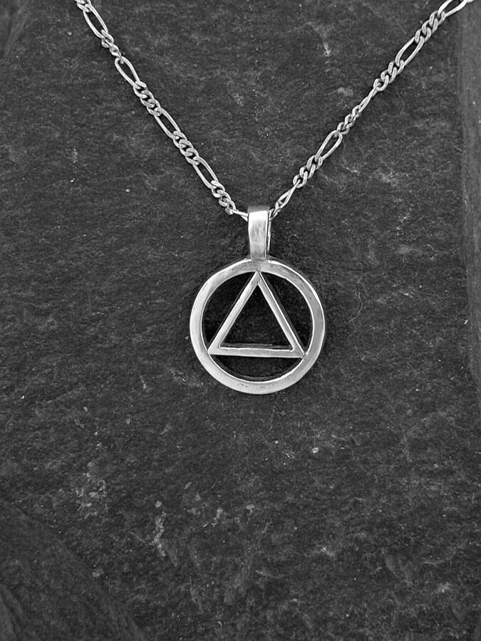 Etsy sterling Silver Alcoholic Anonymous Aa Pendant On A Chain