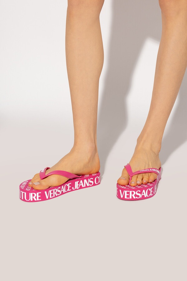 Versace Jeans Couture Rubber Platform Slides Women's Pink - ShopStyle