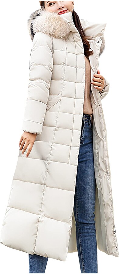 HAOLEI Long Puffer Coats for Women UK Clearance Full Length Long Padded Jackets  Winter Warm Cotton Quilted Parka Jacket with Faux Fur Hood Plus Size 10-18  - ShopStyle
