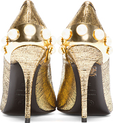 Thumbnail for your product : Alexander McQueen Metallic Gold Pearl Pumps