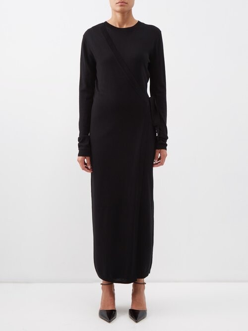 Totême Detachablesleeve Wool Wrap Dress Black ShopStyle
