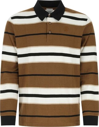 sti koncert Koge Burberry Logo Embroidered Striped Polo Shirt - ShopStyle