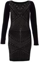 Thumbnail for your product : Quiz Black Light Knit Long Sleeve Embellished Dress