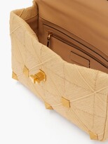 Thumbnail for your product : Valentino Garavani Roman Stud Medium Faux Raffia Shoulder Bag - Cream