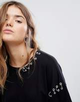 Thumbnail for your product : Bershka Longline Tee With Hardware