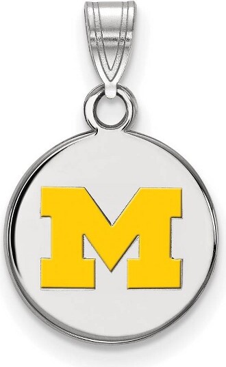 Black Bow Jewelry Co. BlackBowJewelrySterlingSilverMichiganWolverinesNCAAEnameledSmallDiscPendant