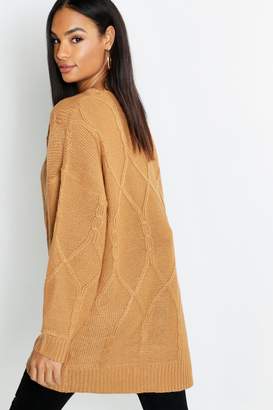 boohoo Tall Cable Knit Cardigan