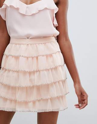 ASOS Design Mini Skirt With Embellished Tiers