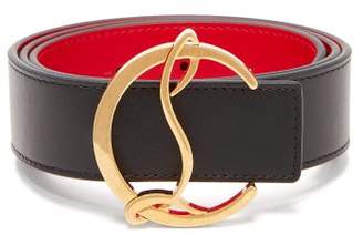 Christian Louboutin Logo Buckle Leather Belt - Womens - Black Gold