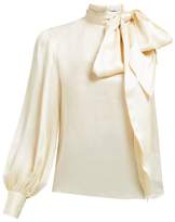 Thumbnail for your product : Erdem Venetia One-sleeve Pussybow Satin Blouse - Womens - Ivory