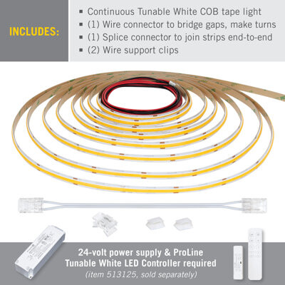 Armacost Lighting RibbonFlex Pro 24V Tunable White COB LED Strip Light Tape 240 Lumens/Ft 10M