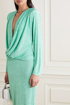 Thumbnail for your product : NERVI - Haley Draped Sequined Stretch-georgette Midi Dress - Mint