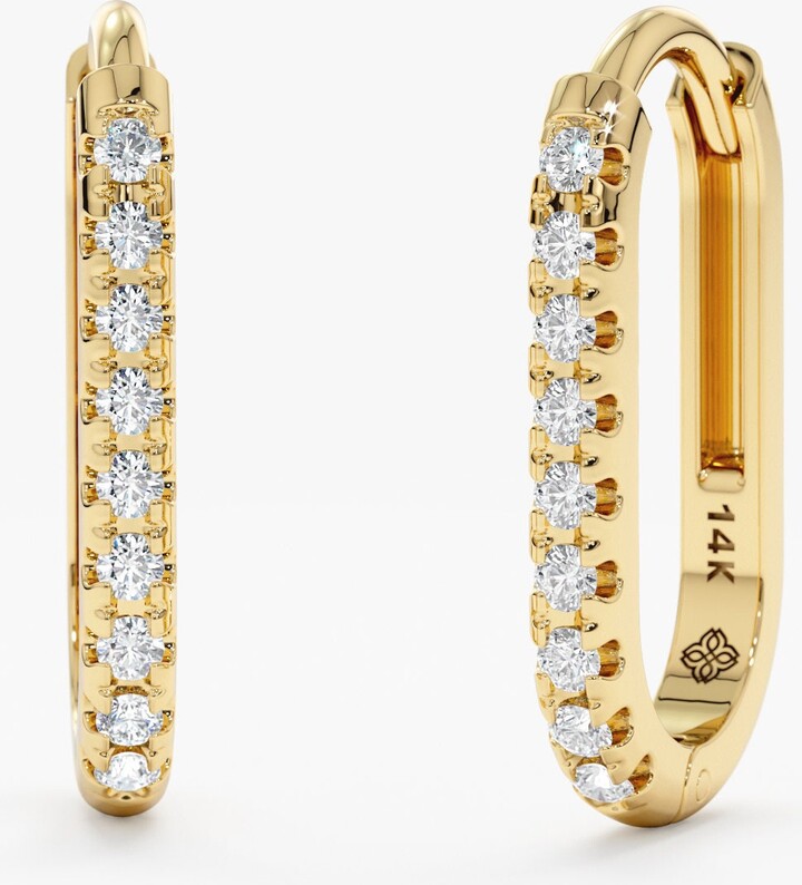 Etsy 14K Gold Diamond Huggie Earrings Micro Pave U-Hoop