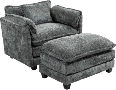 55.32*39.76" Oversized Sofa Indoor,Portable ottoman,Boucle Single Sofa Bed with Wider seat,Double deep cushion,Strong wrapping of thick armrests for L