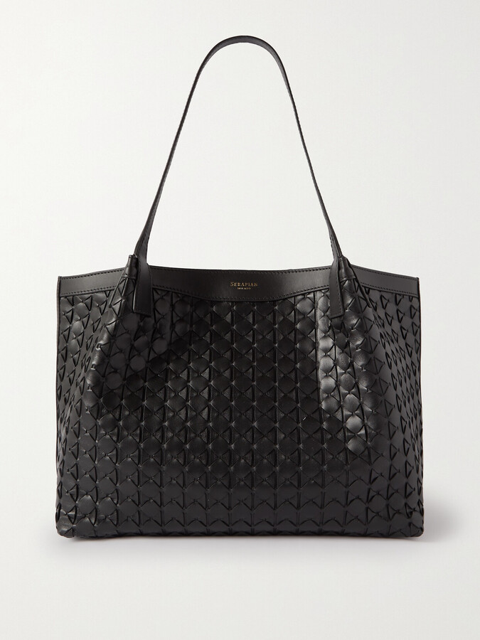 SERAPIAN Secret Small Woven Leather Tote - Black