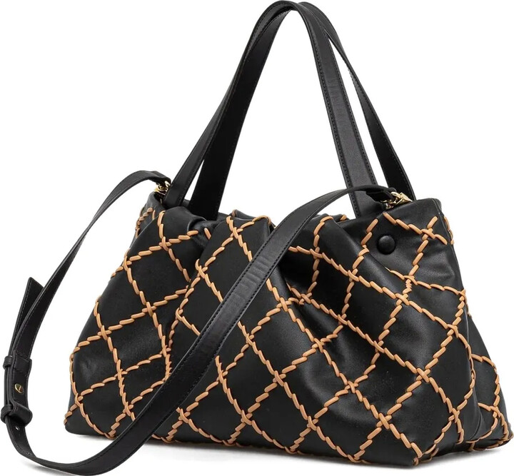 Themoire Pleated Stitched Tote Bag