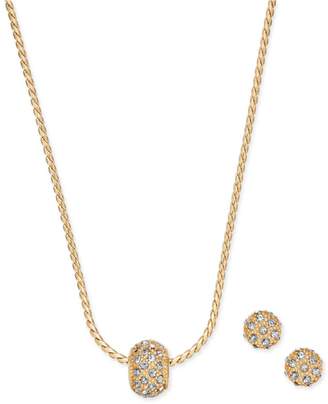 Charter Club Gold-Tone Pavandeacute; Ball Pendant Necklace and Stud Earrings Set, Created for Macy's