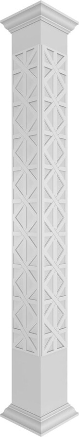 Ekena Millwork 12"W x 9'H Craftsman Classic Square Non-Tapered Imperial Fretwork Column w/ Crown Capital & Crown Base