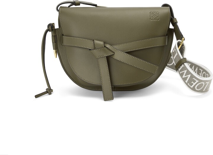 LOEWE Gate mini canvas jacquard-trimmed leather shoulder bag