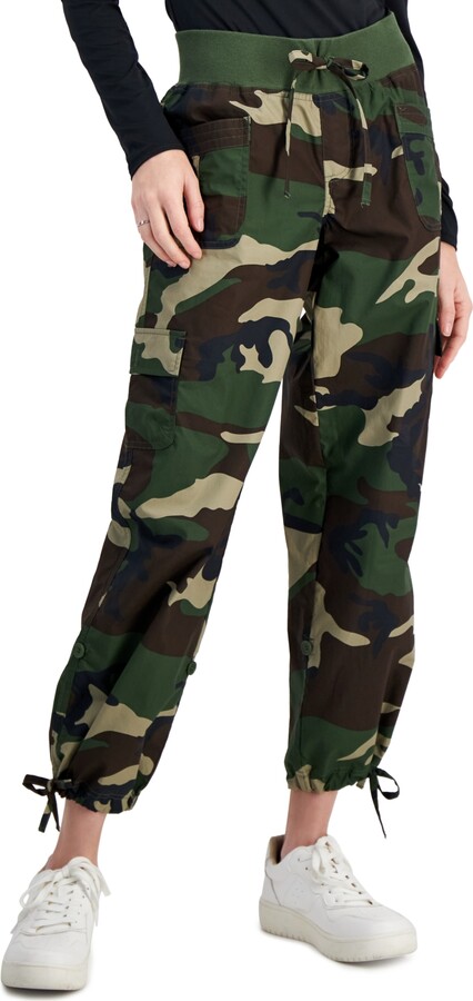 Charlie B - Printed Twill Pants With Snap Button Hem