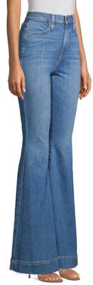 Alice + Olivia Jeans Beautiful High-Rise Unfinished, Split & Frayed Hem Flared Jeans