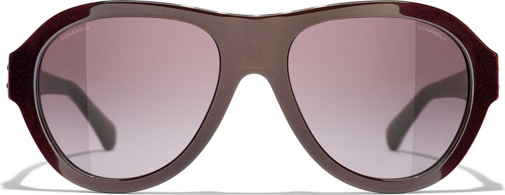 Chanel Oval Sunglasses CH4242 Pale Gold/Brown Gradient - ShopStyle