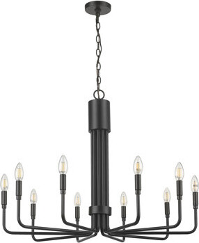 Vivio Alph 10-Light Flat Bottom Chandelier - Matte Black