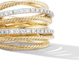 Thumbnail for your product : David Yurman 18kt yellow gold Crossover diamond wide ring