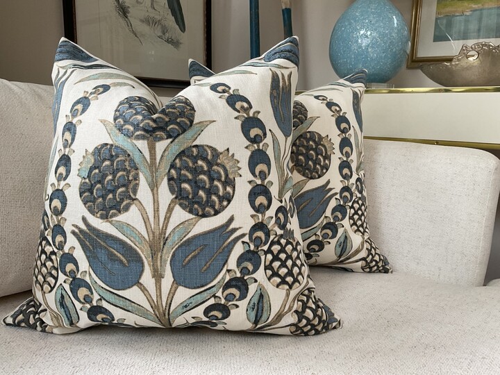 Thibaut "Corneila" in Aqua Pillow Cover