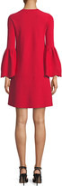 Thumbnail for your product : Valentino Jewel-Neck Bell-Sleeve Stretch-Knit Mini Dress