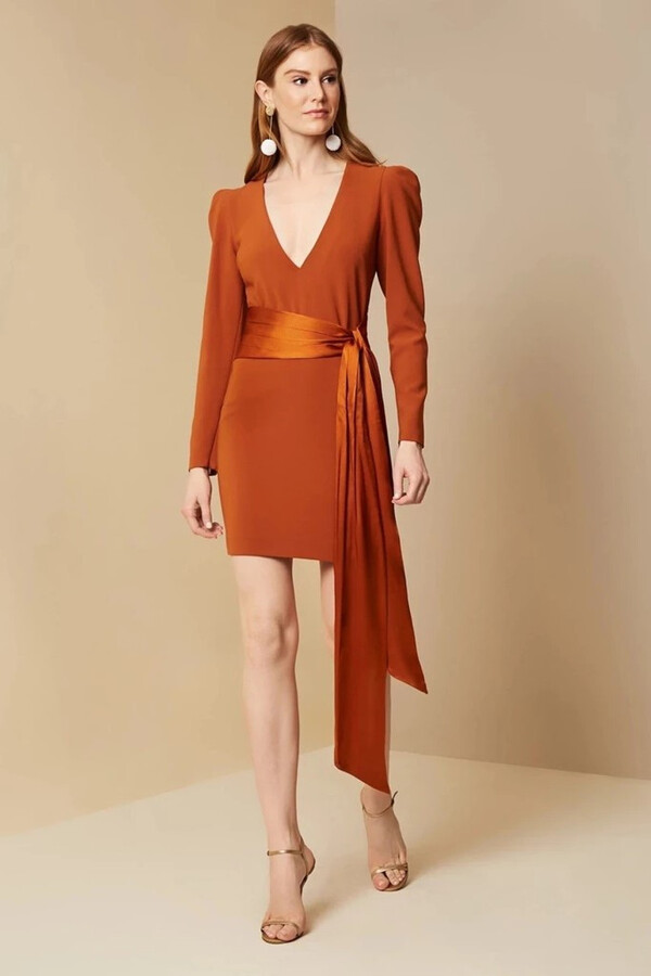 Burnt Orange Long Sleeve Dress | ShopStyle