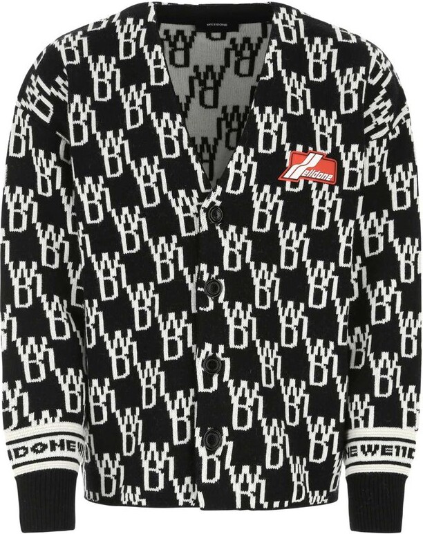 we11done Logo Jacquard Knitted Cardigan