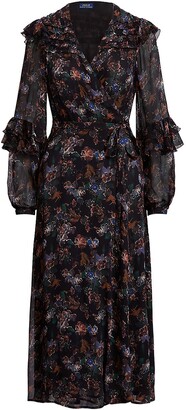Polo Ralph Lauren Printed Ruffle Chiffon Dress