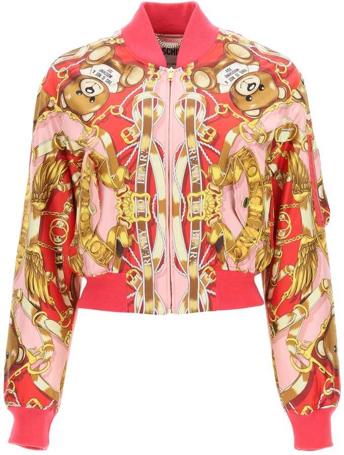 Moschino Silk Bomber With Teddy Scarf Print - ShopStyle Casual Jackets