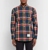 Thumbnail for your product : Thom Browne Slim-fit Button-down Collar Checked Cotton-poplin Shirt - Blue