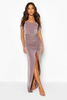 Thumbnail for your product : boohoo Textured Slinky Cowl Neck Maxi Dress